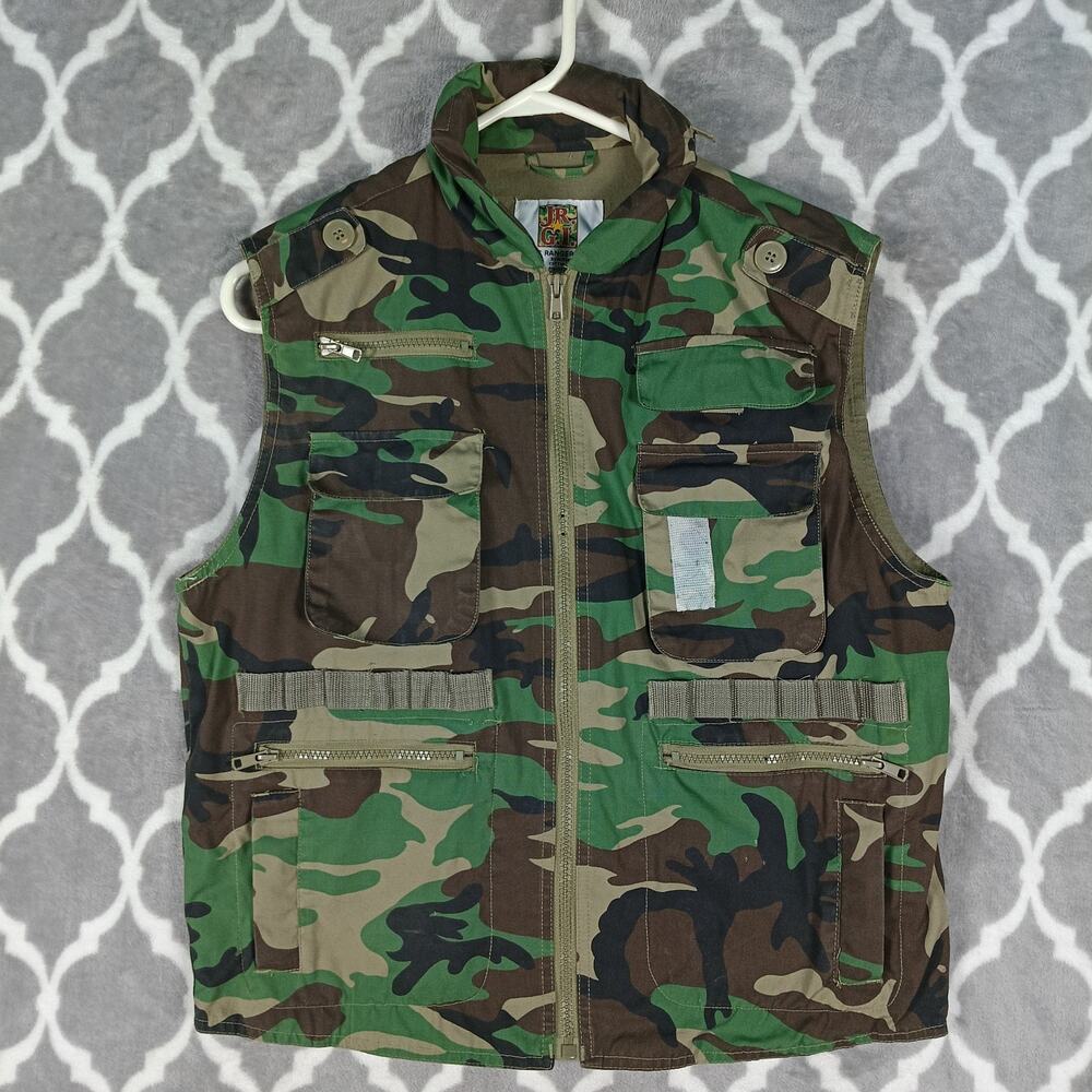 Rothco Camouflage Utility Vest BOYS Size L Tactical Fishing Hunting Hooded